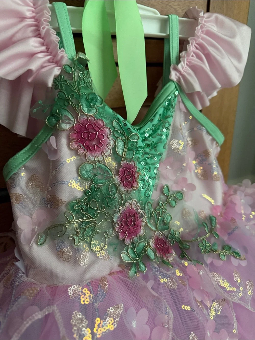 Glamour Costumes Dance Tutu- Toddler Girl Size SC- Green/Pink Floral